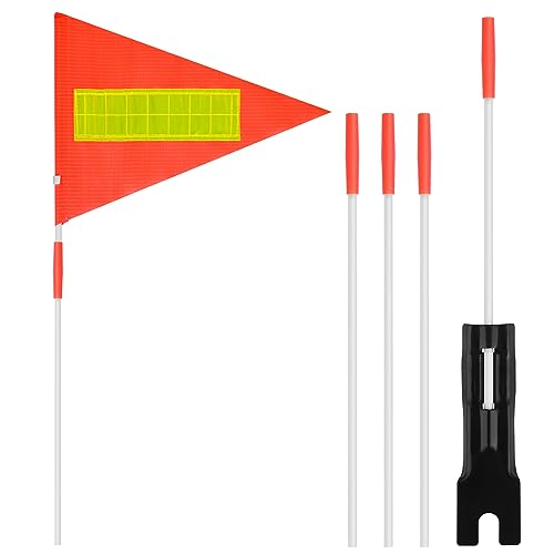 Grevosea 1 Stück Reflektierende Fahrradflagge,4 Ft Wimpel Reflektierend,Fahrrad Sicherheit Flaggen mit 5 Stück Stange,Fahrradfahne,Hohe Sichtbarkeit Fahrrad Fahne für Kinder Im Freien Radfahren