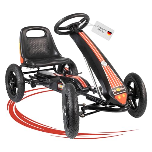 Lemodo Go Kart Tretauto – Kinderfahrzeug mit Luftreifen, Tretfahrzeug für Kinder von 5-9 Jahre, Handbremse und Freilauf, robuster Rahmen, Pedalfahrzeug, Outdoor-Tretauto