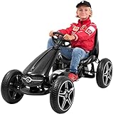 Actionbikes Motors GoKart Mercedes Dreamkart - Lizenziert - Kinder Pedal Auto - Tretauto - Cart - Kettenantrieb - Freilauf - Eva-Reifen (Dreamkart Schwarz)