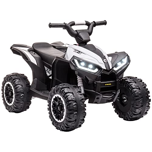 HOMCOM Elektro-Quad 12V Kinderquad mit USB-Anschluss, Kindermotorrad mit MP3-Musikplayer, Scheinwerfer, Kinderfahrzeug für Kinder 3-5 Jahre, 1,5-3 km/h, Metall, 83 x 53 x 55,5 cm