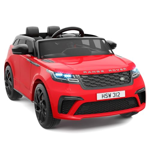 ZoomBuggy 12V Kinder Elektroauto Land Rover Lizenziertes Mit 2,4 GHz, Fernbedienung, 2 Motoren, Sanftstart, Musik, USB, LED-Scheinwerfer & Hupe, Elektrofahrzeug Für Kinder Ab 3 Jahren, Rot