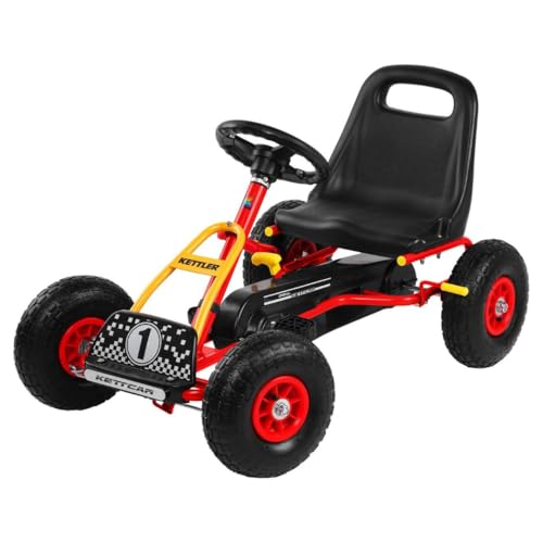 KETTLER Kettcar Retro I Tretauto mit Luftreifen I für Kinder ab 3 Jahren I Retro-Design I Handbremse (Rot)