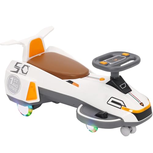 Kinder Elektroauto 2 Startmodi,Elektrisches Rutschauto mit Pedal, Kinderauto Elektrisch mit 360°-Lenkung, Kippschutz & Schaukelfunktion,Rutschfahrzeug mit Lichtern und Musik für Babys & Kleinkinder