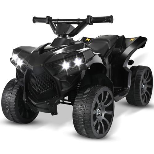 6V Kinderquad Elektro, Elektroquad Kinder 3-5 KM/h, ATV Kinderauto Kindermotorrad mit MP3-Musikplayer Trompete und Scheinwerfer,USB-Aufladung, Kinderfahrzeug Quad Elektro für Kinder ab 3 Jahre,Schwarz