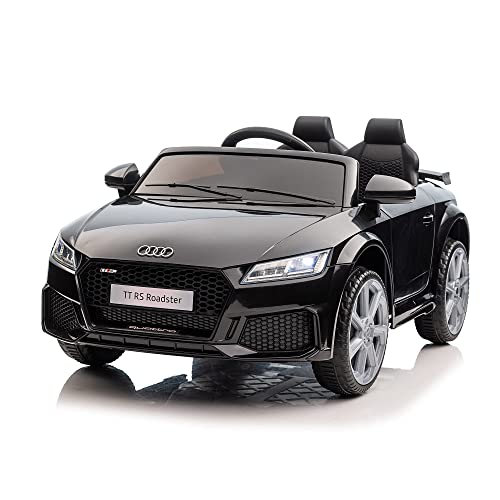 Elektro-Kinderauto,12V Elektroauto mit 2×30W Motoren, 2,4G-Fernbedienung, 3-5km/h, LED-Lichter, realistische Hupe, Musik, Bluetooth, für Kinder von 3-6 Jahre, Belastbarkeit 30 kg (Schwarz)