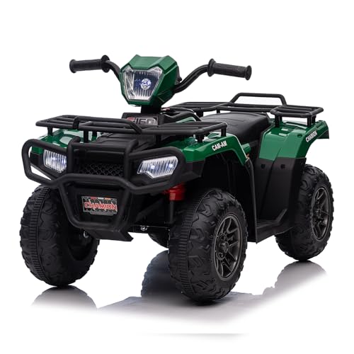 Lischwert Elektro Kinderquad, 12V Kinder Elektrische ATV mit LED-Scheinwerfern, Musik & Hupe, Elektroauto mit 4 rutschfeste Räder & langsamer Start, für Kinder 3–6 Jahre alt (Grün)
