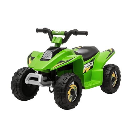 HOMCOM Kinder-Elektro-Quad 18-36 Monate mit 6V-Akku, Geschwindigkeit 2,8-4,6km/h und Vorwärts- und Rückwärtsfahrt, 72x40x45,5 cm, Grün