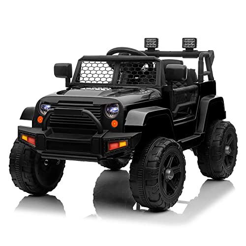 LEADZM Kinder Elektroauto, Elektroauto für Kinder 12V, 4 Eva Räder, 12V 7ah, Fernbedienung, Kinderauto Kinderfahrzeug (Sschwarz 1)