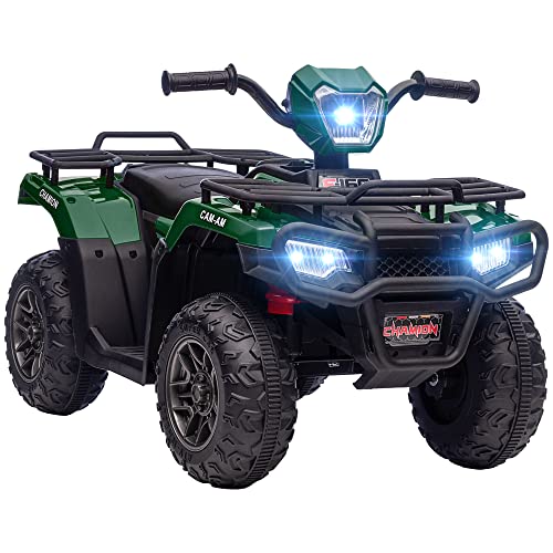 HOMCOM Elektro Kinderquad, Elektro-Quad mit LED und Musik, Elektroauto, Kinderfahrzeug für Kinder ab 3 Jahren, Kindermotorrad, Schwarz+Grün, 88 x 45 x 50 cm